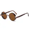Gafas de sol retro para hombre con montura redonda, coloridas y con efecto vaporoso, estilo europeo y americano, con lentes metálicas, reflectantes, estilo punk, con bisagras de resorte