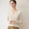 Cardigan de Tricô Cashmere Gola V Manga Longa Listrado Slimming Top Peça de Roupa Externa Inverno 2026