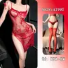 Yesiyeser lingerie sexy renda tentação sexy suspensório rede transparente uniforme fenda sem costas vestido longo 9828