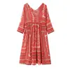 Venta Caliente Transfronteriza de AliExpress Nuevas Llegadas Primavera 2026 Ropa de Mujer Cuello en V Temperamento Floral Vestido Midi 2228005
