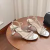 Sandalias de Tacón Alto con Tira de Pedrería Plateada Chuyuji para Mujer, Zapatos de Tacón Alto de Cristal Transparente Elegantes Estilo Francés para Combinar con Faldas