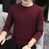 Camiseta de Manga Larga para Hombre para Primavera y Otoño, Capa Base Moderna y Versátil, Cuello Redondo Estilo Coreano, Prenda Interior Casual Simple, Top Talla Grande