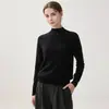 Nuevo suéter de punto minimalista versátil de corte ajustado para mujer, 100% cachemira, cuello semi-alto, otoño e invierno