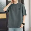 Camiseta de Manga Corta de Algodón Puro de Peso Pesado 260g para Hombre Cuello Redondo Holgada Estilo Americano Media Manga Marca de Moda Camiseta con Estampado de Letras