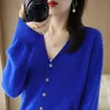 Chaqueta cárdigan transfronteriza para mujer, camiseta base de punto, cuello en V, manga larga, nuevo suéter de abrigo primavera y otoño 2026 para mujer