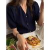 Shanli Dadi Estilo Chanel Decote V Manga Lanterna Cardigan Tricotado Feminino Manga Curta Verão Fino Elegante