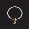 Pulsera de Perlas de Imitación con Letra Inglesa Estilo Retro Simple Transfronteriza para Dama Hebilla Ot Pulsera de Cuentas Pulsera de Letra Venta al por Mayor