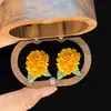 Pendientes de botón de rosa amarilla 3D 2026 Nuevo Estilo Caliente Pendientes de Alto Diseño Sentido Pendientes Nicho Temperamento Accesorios de Pendientes de Moda