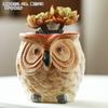 Fábrica criativa coruja carnuda vaso de flores pequeno pilha antiga personalidade cerâmica respirável desenho animado bacia pequena carne pintada