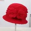 Sombrero de Madre de Ala Ancha a Prueba de Frío para Otoño e Invierno, Versátil y Cálido, Decoración de Girasol de Flor de Cuatro Hojas para Personas de Mediana Edad y Mayores