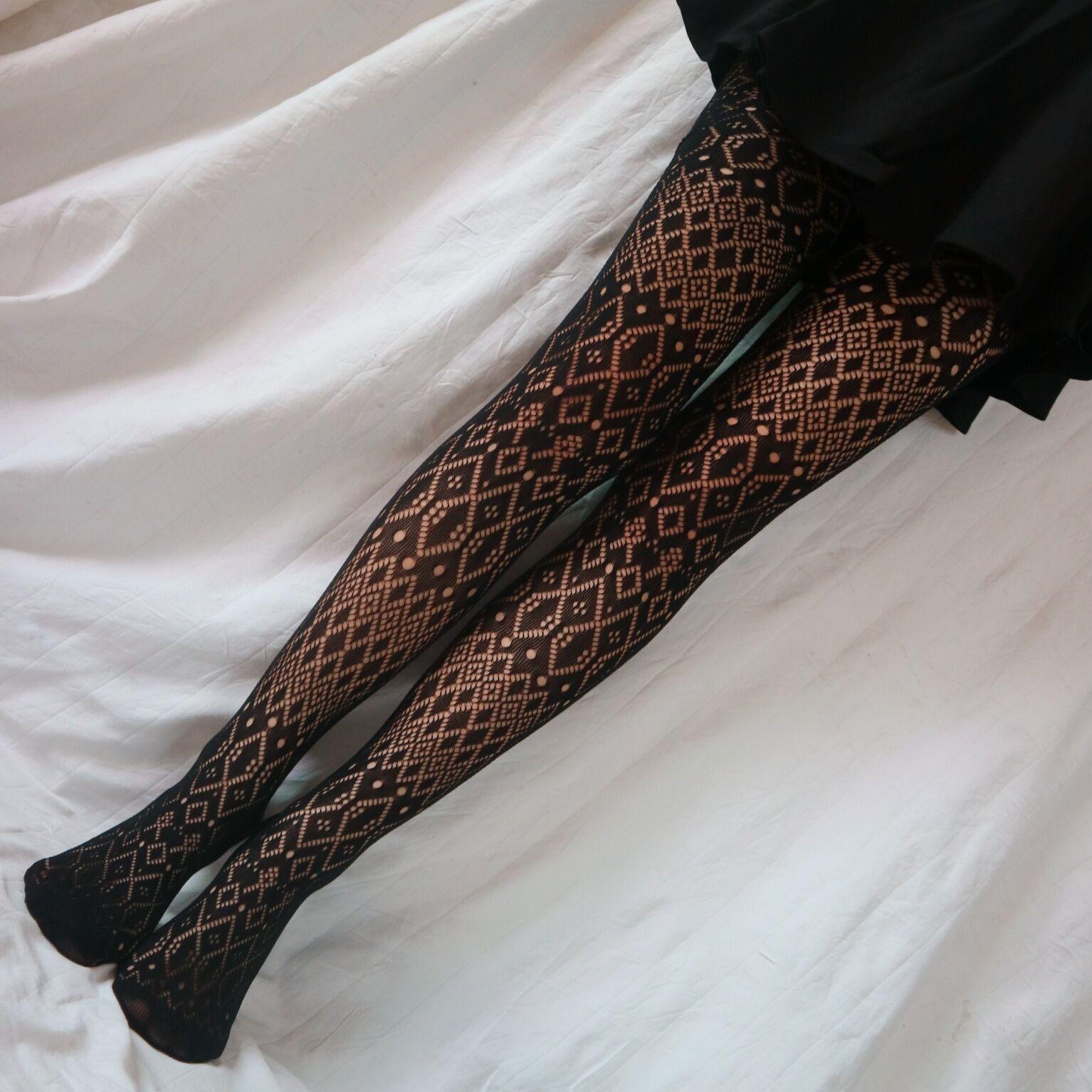 菱格纹提花连裤网袜 (4)