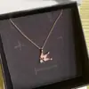 Collar de Corona de Esmalte Rosa a Baja Temperatura Joyería de Plata de Ley con Sentido de Diseño Nicho de Lujo Ligero para Niña Cadena para Clavícula Regalo de Cumpleaños