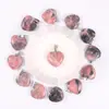 Fabricante Transfronteiriço Pedra Natural Pingente em Forma de Coração Quartzo Rosa Ágata Coração de Pêssego Colar Acessórios DIY Atacado Cristal Natural