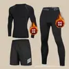 Traje de fitness ajustado para hombre con manga larga y forro polar, top de alta elasticidad de secado rápido para deportes de baloncesto, ropa interior térmica de invierno