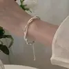 Pulsera Colgante Corazón Arcoíris de Plata de Ley S925 Estilo Ins Pulsera Sencilla DIY para Niñas y Mejores Amigas Joyería de Moda
