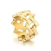 Qixiang Jewelry Anillo Simple Brillante Estilo Hip-Hop Moda Callejera Cadena de Rombo Acero de Titanio Hueco Anillo para Hombre