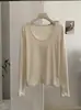 KEKEZOON Camiseta de Manga Larga Ajustada con Cuello en U y Adorno de Encaje Patchwork, Color Sólido, Hombro Normal, Prenda Base Adelgazante 9393
