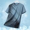 E-Commerce Transfronteiriço Linha Xadrez Seda Gelo Camiseta de Manga Curta Masculina Verão Gola Redonda Manga Curta Roupa de Secagem Rápida Casual e Leve para Exterior
