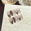 Dai Ruisen [Sentimientos Otoñales] Colección Otoño/Invierno: Arte de Uñas Suave Color Café Estilo Francés con Exquisitos Zircones Uñas Postizas Hechas a Mano