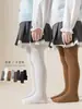 Novas leggings de algodão tricotado de outono para crianças, meias-calças finas com listras verticais e padrão de estrelas, calças da moda estilo coreano