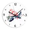 Reloj Europeo Patrón Flamenco Redondo Reloj de Pared Reloj Sala de Estar Silencioso Dormitorio Retro Creativo