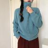 Cárdigan de Punto de Cuello Alto para Mujer 2025 Primavera y Otoño Nuevo Estilo Coreano Retro Estilo Perezoso Suéter Chaqueta Holgado
