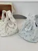 54171 Linda Bolsa de Lona Floral de Mano Bolsita para el Trabajo Bolso Pequeño Bolsa de Verano para Mujer Bolso de Muñeca Estilo Coreano