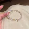 "Ensueño de la Isla del Polvo" Pulsera de Perlas Rosa Transparente Estilo Coreano para Mujer, Exquisita y de Alta Gama, Dulce y Adecuada para el Trabajo