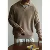 Suéter de Tricô de Manga Longa Texturizado Pesado 425g Estilo Old Money para Homens, Novo para a Primavera de 2026, Camada Base Quente Casual