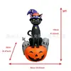 Gato Negro Inflable de Halloween Sentado en Calabaza, Fantasma Doble, Dulce de Fantasma, Calabaza, Fantasma Blanco de Tres Cabezas, Decoración Inflable de Calabaza