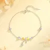 Pulsera de Plata de Ley S925 Original Tichia con Lazo para Mujer Verano Ins Diseño de Nicho Exquisita Versátil Joyería para la Mano