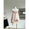 Top com amarrar e laço camisola 2026 simples cor sólida elegante novo curto doce rosa estilo em camadas