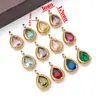 Acero Inoxidable Doce Piedras de Nacimiento Forma de Gota de Agua Oval Colorido Colgante Individual Colgante de Piedra Estrella 7x12mm Accesorios para Joyería DIY