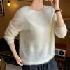 Nuevo suéter de lana pura cepillada de punto suelto, sin costuras, cuello redondo, para mujer, otoño e invierno 2026