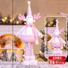 Venda Quente Transfronteiriça Enfeites de Boneco Rosa de Natal em Pé Papai Noel Telescópico Boneco de Neve Enfeites Boneco em Pé