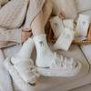 Calcetines de Invierno de Visón para Niñas, Estilo Otoño e Invierno, Calcetines Cálidos Lindos de Dibujos Animados, Calcetines Blancos Peludos con Expresiones