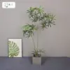 Planta Verde Artificial Madera de Pavo Real Planta en Maceta Decoración de Piso para Sala de Estar, Árbol Falso Adorno Zen de Interior, Decoración Suave para Habitación Modelo Paisajismo