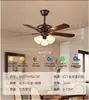 Lâmpada Ventilador de Restaurante Americano Lâmpada Ventilador de Teto Integrada para Casa Sala de Estar Quarto Sala de Jantar Vidro Retrô Novas Lâmpadas 2025