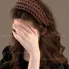 Diadema tejida negra de ala ancha para mujer, adecuada para uso diario, alto soporte craneal, antideslizante, accesorio para el cabello que no se cae