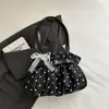 Bolsa Estilo Suave de Puntos Rosas 2026 Bolso Tote Fruncido Material Suave Gran Capacidad Estudiante Viaje Hombro Único Bolso de Mujer
