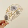 Límite de Verano ~ Nueva Diadema de Encaje Bordada con Flores Estilo Étnico Bordada Retro Elegante Tarjeta para el Cabello de Borde Ancho