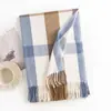 Novo Cachecol Xadrez para Mulheres 2026 Estilo Doce Japonês e Coreano Cachecol Quente para o Trabalho Cachecol Fashion Outono e Inverno Cachecol de Faux Cashmere