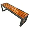 Banco de parque exterior hecho de madera maciza anticorrosión, banco largo para plaza, cancha de baloncesto, ocio al aire libre, con respaldo de madera plástica, asiento público