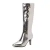 Nuevas Botas Altas de Invierno para Mujer Amazon Comercio Exterior Botas de Caballero Puntiagudas Tacón Alto Botas para Mujer Tallas Grandes 40-47 Botas de Comercio Exterior