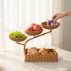 Cesto de Armazenamento de Vime Sintético, Cesto de Frutas Criativo de Várias Camadas, Sala de Estar Mesa Cesto de Frutas Lanche Doces Rack de Exibição de Armazenamento Multifuncional