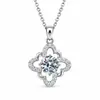 Collar de diamante moissanita, plata de ley S925, un delicado y lujoso colgante de trébol de cuatro hojas con un diseño único, un collar moderno y versátil