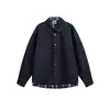 2026 Nueva Moda Otoñal Estilo Coreano Tendencia Camisa de Manga Larga, Falso Dos Piezas, Bloque de Color, Chaqueta Única para Adolescentes