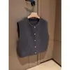 [Versão espessa] colete de malha simples solto da moda versátil para outono e inverno primavera antecipada novo empilhado cor sólida sem mangas feminino