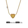Collar Francés de Corazón de Melocotón Otoñal No Desvanecible, Joyería de Acero Inoxidable de Lujo Accesible, Cadena para Clavícula Exquisita y Versátil con Forma de Corazón