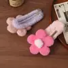 Novo Grampo de Cabelo Flor de Pelúcia Outono e Inverno Feminino Pelo Sintético de Coelho Grande Presilha de Uma Palavra Doces Acessórios de Cabelo Adorno de Cabeça Presilha Bb
